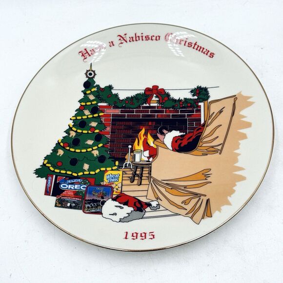 Vintage Nabisco Christmas Plate Ltd Ed. Oreo Animal Crackers Wheat Thins W Box - Picture 1 of 8